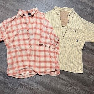 Vintage Patagonia Men's Red Plaid Button-Up Shirt